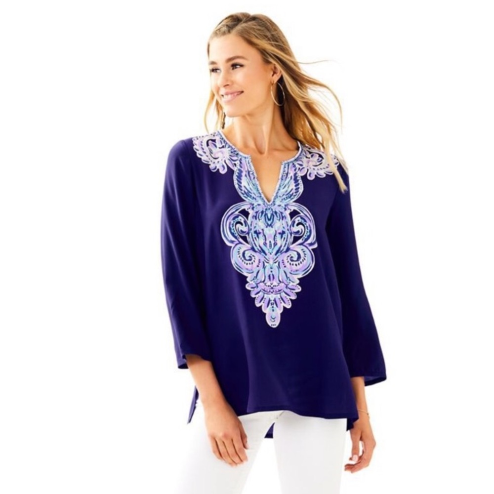 Lilly Pulitzer Beaded Silk Tunic